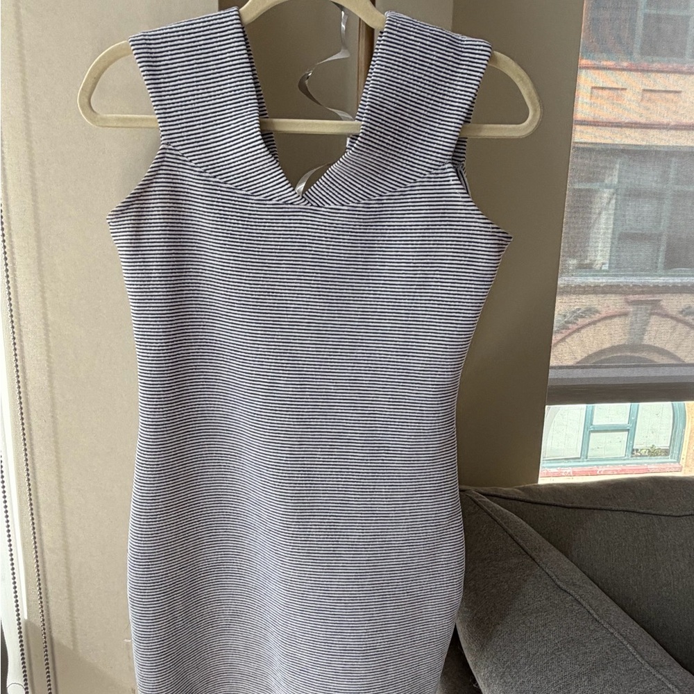 MANGO Striped Sleeveless Knit Dress - Gray/White
